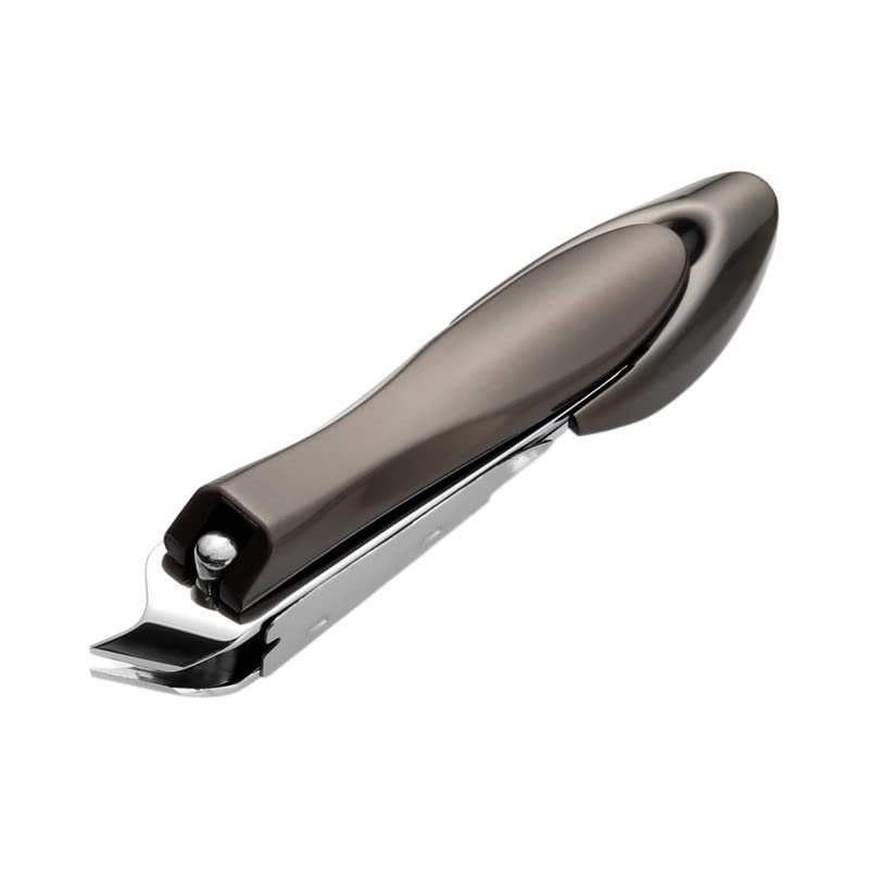 FULNES Anti Splash Nails Clipper Stainless Steel Sharp Fingernail Cutter Hard Nail Scissor Large Pedicure Oblique Mouth Manicure Tools (Color : Black Medium Oblique)
