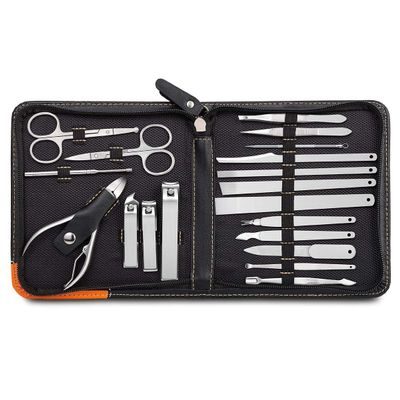 FULNES 19in1 Black Manicure Set Pedicure Pliers Sets Nail Clipper Stainless Steel Nail Scissors Ingrown Fingernail Cutter Care Tools
