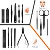 MAALYA Stainless Steel Nail Clipper Cutter Trimmer Scissor Tweezers Knife Ear Pick Grooming Kit Manicure Pedicure Toe Tools (Color : 15pcs Yellow) view 3