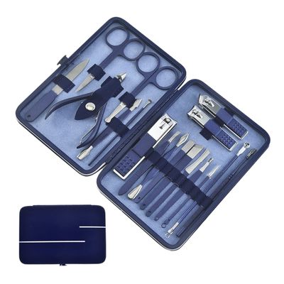 CYSUE Nail Clipper Set Household Blue Nail Scissors Tweezer Pedicure Kits Professional Nails Art Kit Manicure Tool Beauty Set (Color : 18Pcs)