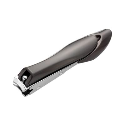 GANYUU Anti Splash Nails Clipper Stainless Steel Sharp Fingernail Cutter Hard Nail Scissor Large Pedicure Oblique Mouth Manicure Tools (Color : Black Medium Flat)