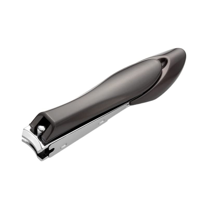 GANYUU Anti Splash Nails Clipper Stainless Steel Sharp Fingernail Cutter Hard Nail Scissor Large Pedicure Oblique Mouth Manicure Tools (Color : Black Medium Flat)