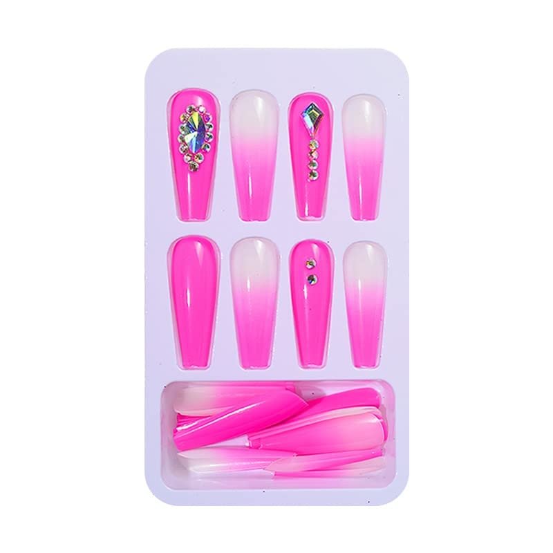 KANUZ Full Cover False Nails French Long Ballet Detachable Fake Nails Matte Shiny Flame Fake Nail Glitter Gold Line Manicure Decor (Color : 24pcs-01)