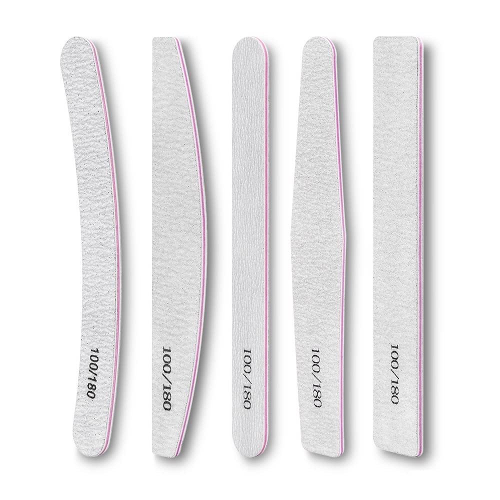 MAALYA Nail File Double Side Sanding Buffer Block Set Nail Sanding Blocks Grinding Polishing Sandpaper Nail Files for UV Gel Polish (Color : 5 pcs Mix)