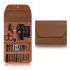 FULNES 4-23PCS Professional Nail Clipper Pedicure Manicure Set Stainless Steel Cuticle Scissor Pusher Tweezer Nail File Nail Cutter Set (Color : 16PCS Dark Brown) view 1