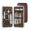 GANYUU Manicure Set Nail Clippers Pedicure Kit Stainless Steel Manicure Professional Grooming Kits Nail Care Tools with Travel Case (Color : 12pcs-Brown) view 1