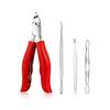 FULNES Pedicure Set Toe Nail Clippers Ingrown Toenails Nippers Cutters Dead Skin Dirt Remover Stainless Steel Manicure Cutters Tools (Color : 4pcs red) view 1