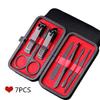 MAALYA 7Pc Nail Tool Stainless Steel Nail Clipper Cutter Trimmer Ear Pick Grooming Kit Manicure Pedicure Scissor Tweezer Nail Tools Set (Color : Red) view 3