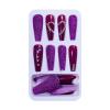 KAPPDE Full Cover False Nails French Long Ballet Detachable Fake Nails Matte Shiny Flame Fake Nail Glitter Gold Line Manicure Decor (Color : 24pcs-10) view 1