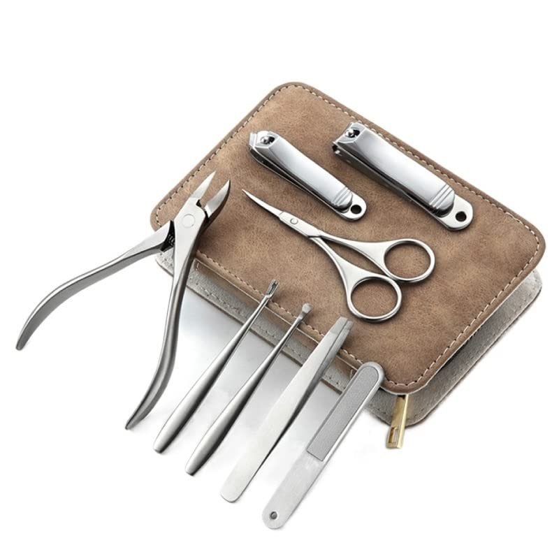 MAALYA Manicure Set Pedicure Sets Nail Clipper Stainless Steel Nail Cutter Tools Nail Scissors File Eyebrow and Eyelash Trimmer Kit (Color : 8pcs-A)