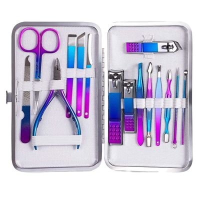 FULNES 4-16PCS Professional Manicure Pedicure Set for Nail Tips Cutter Stainless Steel Nail Clipper Eagle Hook Tools Kit for Nail Art (Color : 15pcs)