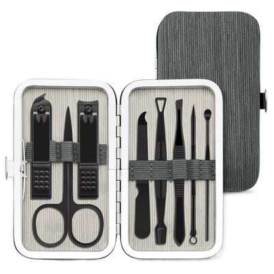 FULNES Nail Clippers Tool Steel Professional Nail Cutter Pedicure Dead Skin Scissors Multifunction Nail Scissors Grooming Manicure Set (Color : 8pcs Gray)