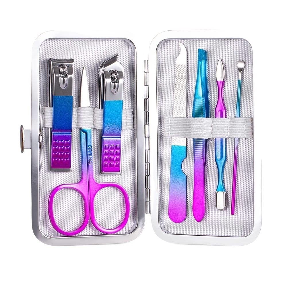 CYSUE 4-23 Pcs Professional Nail Cutter Pedicure Scissors Set Stainless Steel Eagle Hook Portable Manicure Nail Clipper Tool Set (Color : Watermelon red)