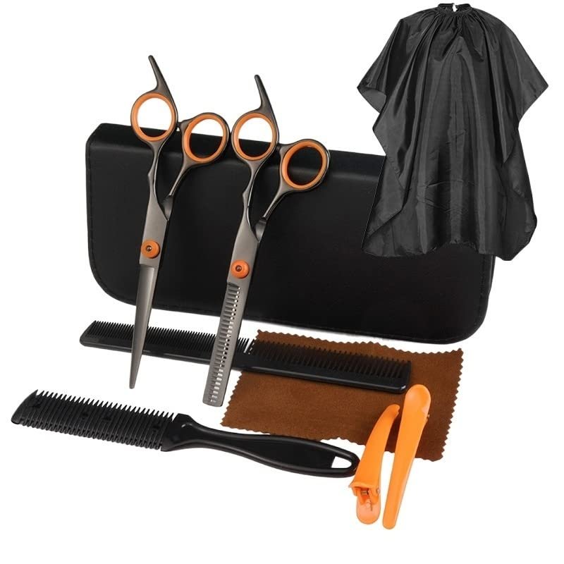 FULNES Hair Scissor Hairdressing Cutting Thinning Barber Scissor Set Hair Cutting Salon Hair Shears Home Use for Man Woman (Color : 6.0 9set hc)