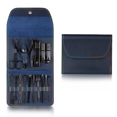 FULNES 4-16pcs Nail Cutter Set Stainless Steel Nail Clippers Set with Folding Bag Manicure Cutter Kits Scissors Makeup Beauty Tools (Color : Grey)