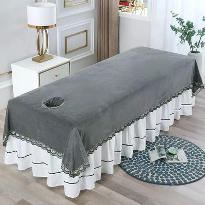 Plush Spa Massage Treatment Table Bed Cover with Face Hole Thick Protective Massage Table Bed Cover SPA Massage Couch Cover Solid Color Massage Table Cover Sheet for Massage Bed-D 80x200cm