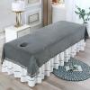 Plush Spa Massage Treatment Table Bed Cover with Face Hole Thick Protective Massage Table Bed Cover SPA Massage Couch Cover Solid Color Massage Table Cover Sheet for Massage Bed-D 80x200cm view 1