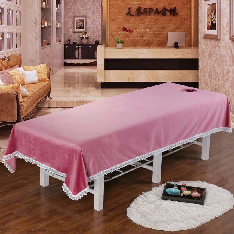 Darley Plush Massage Table Cloth Thick Massage Table Cover Sheet Beauty Salon Massage Cover with Face Hole SPA Massage Couch Cover Fitted Massage Table Sheet for Massage Bed-A 120x220cm