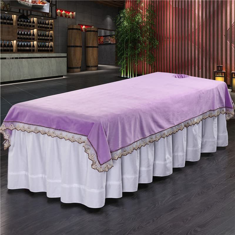 Cotton SPA Massage Couch Cover with Face Hole Massage Table Cover Sheet Beauty Couch Cover for Massage Tables Bed Treatment Solid Color Beauty Massage SPA Couch Cover Washable-I 80x200cm