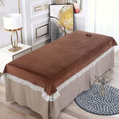 Plush Massage Table Cover Sheet with Face Hole Salon Couch Sheet Solid Color SPA Massage Couch Cover Spa Massage Treatment Table Bed Cover Protective Massage Table Bed Cover-B 80x195cm