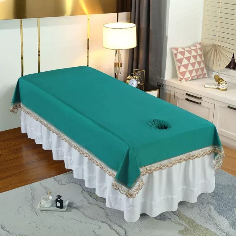 Cotton Fitted Massage Table Sheet with Face Hole SPA Massage Table Cover Salon Bed Sheet Massage Table Cover Sheet Solid Color Beauty Couch Cover for Massage Tables Bed Treatment-D 120x200cm