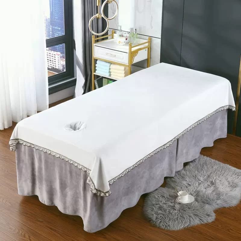 Plush Massage Fitted Sheet with Face Hole Massage Table Cover Sheet Salon Bed Sheet Cover Solid Color Spa Massage Treatment Table Bed Cover SPA Massage Table Cover Washable-R 80x200cm