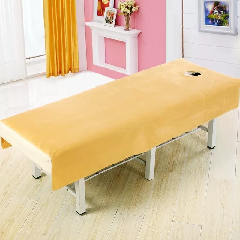 Darley Plush Massage Sheet Cover with Face Hole Massage Table Cover Sheet Solid Color Salon Couch Sheet Salon Bed Sheet Washable Thick SPA Massage Couch Cover for Massage Bed-B 115x190cm