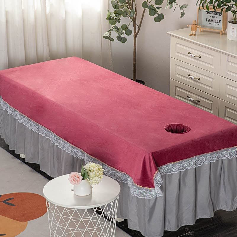 Massage Sheet Cover with Face Hole Massage Table Cover Sheet Solid Color SPA Massage Table Cover Protective Massage Table Bed Cover Thick Massage Bed Cover for Massage Bed-I 85x205cm