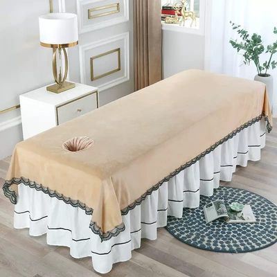 Plush Spa Massage Treatment Table Bed Cover with Face Hole Thick Protective Massage Table Bed Cover SPA Massage Couch Cover Solid Color Massage Table Cover Sheet for Massage Bed-F 120x230cm