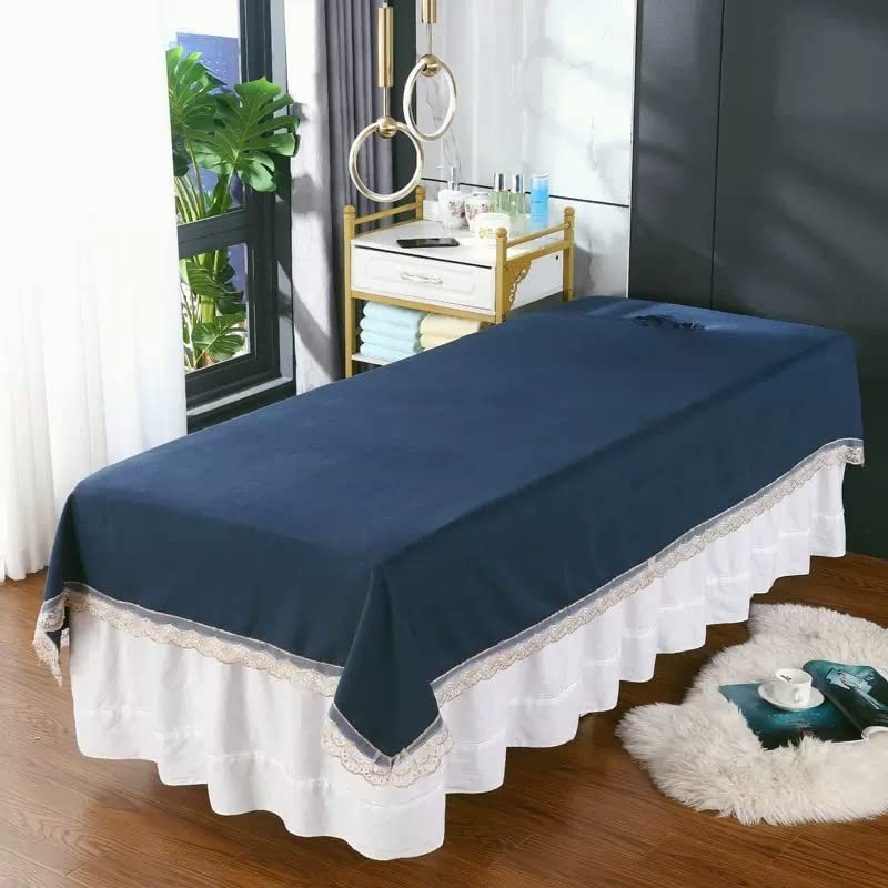 Massage Sheet Cover with Face Hole Massage Fitted Sheet Beauty Salon Spa Sheet Solid Color Massage Table Cover Sheet Spa Massage Treatment Table Bed Cover for Massage Bed-J 80x200cm