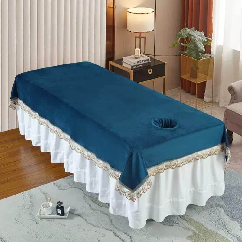 Cotton Fitted Massage Table Sheet with Face Hole SPA Massage Table Cover Salon Bed Sheet Massage Table Cover Sheet Solid Color Beauty Couch Cover for Massage Tables Bed Treatment-G 120x200cm