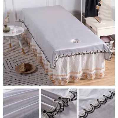 Plush Spa Massage Treatment Table Bed Cover with Face Hole Fitted Massage Table Sheet Solid Color Salon Bed Sheet Cover Massage Table Cover Sheet Beauty Salon Spa Sheet Washable-D 90x210cm