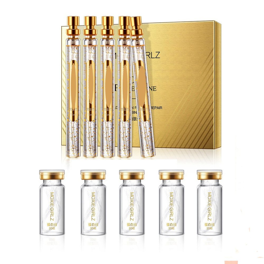 Instalift Protein Thread Lifting Set, Soluble Protein Threads and Nano Gold Essence Combination, Absorbable Collagen Thread for Face Lift, Smoothes Fine Lines (1 sets+5 Protein Thread)