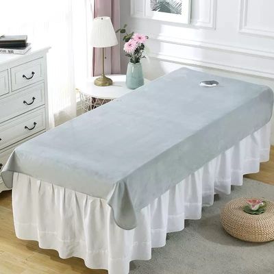 Plush Massage Fitted Sheet with Face Hole Salon Bed Sheet Cover Washable Spa Massage Treatment Table Bed Cover Solid Color Protective Massage Table Bed Cover for Massage Bed-D 120x200cm