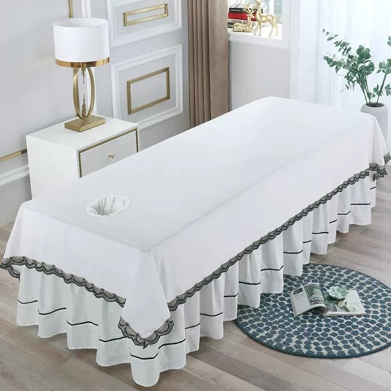 Plush Spa Massage Treatment Table Bed Cover with Face Hole Thick Protective Massage Table Bed Cover SPA Massage Couch Cover Solid Color Massage Table Cover Sheet for Massage Bed-E 80x200cm