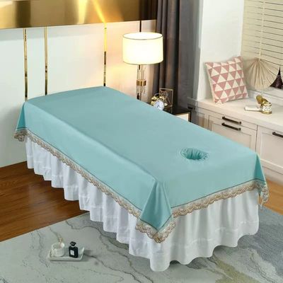 Cotton Fitted Massage Table Sheet with Face Hole SPA Massage Table Cover Salon Bed Sheet Massage Table Cover Sheet Solid Color Beauty Couch Cover for Massage Tables Bed Treatment-F 120x220cm