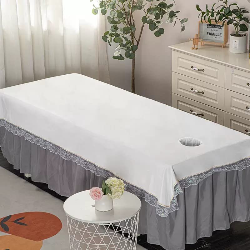 Darley Plush Beauty Salon Spa Sheet with Face Hole Massage Table Cover Sheet Solid Color SPA Massage Couch Cover Salon Bed Sheet Cover Beauty Salon Massage Cover for Massage Bed-C 120x220cm