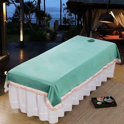 Plush Beauty Couch Cover for Massage Tables Bed Treatment Thick Beauty Salon Spa Sheet with Face Hole Massage Sheet Cover Salon Bed Sheet Cover SPA Massage Couch Cover Washable-I 120x200cm