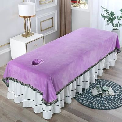Plush Spa Massage Treatment Table Bed Cover with Face Hole Thick Protective Massage Table Bed Cover SPA Massage Couch Cover Solid Color Massage Table Cover Sheet for Massage Bed-C 80x200cm