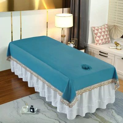 Cotton Fitted Massage Table Sheet with Face Hole SPA Massage Table Cover Salon Bed Sheet Massage Table Cover Sheet Solid Color Beauty Couch Cover for Massage Tables Bed Treatment-E 120x220cm