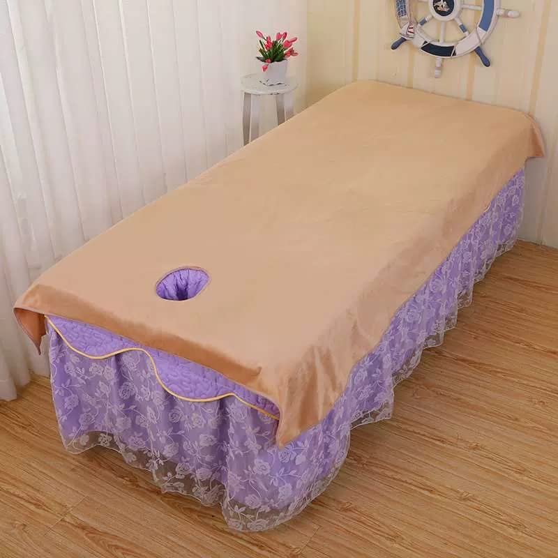 Plush Salon Bed Sheet with Face Hole Salon Bed Sheet Cover Thick Spa Massage Treatment Table Bed Cover Massage Table Cover Sheet Beauty Couch Cover for Massage Tables Bed Treatment-I 120x190cm