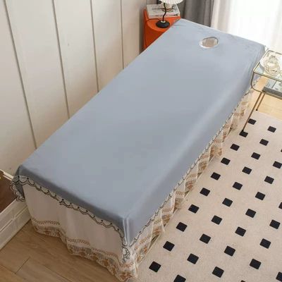 Plush Spa Massage Treatment Table Bed Cover with Face Hole Fitted Massage Table Sheet Solid Color Salon Bed Sheet Cover Massage Table Cover Sheet Beauty Salon Spa Sheet Washable-F 90x210cm