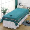 Cotton Massage Fitted Sheet with Face Hole Massage Table Cover Sheet Thick Spa Massage Treatment Table Bed Cover SPA Massage Table Cover Beauty Salon Spa Sheet for Massage Bed-D 140x230cm view 1