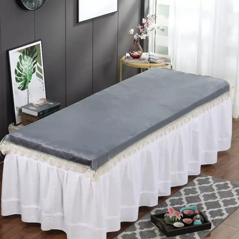 Thick Beauty Salon Massage Cover with Face Hole Beauty Massage SPA Couch Cover Solid Color Lace Side Beauty Couch Cover for Massage Tables Bed Treatment Massage Sheet Cover-F 80x200cm