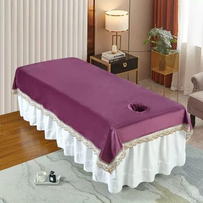 Cotton Fitted Massage Table Sheet with Face Hole SPA Massage Table Cover Salon Bed Sheet Massage Table Cover Sheet Solid Color Beauty Couch Cover for Massage Tables Bed Treatment-A 120x220cm