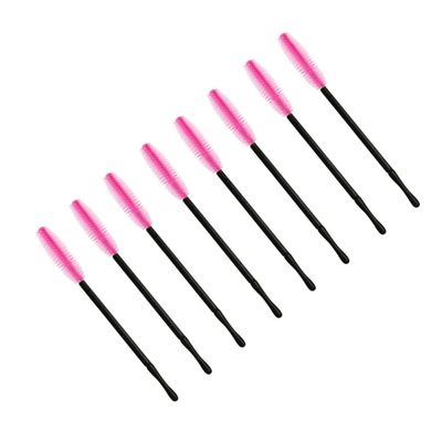 minkissy 50pcs Disposable Eyelash Brushes and Eyebrow Combs Portable Silicone Grafting Tool Set Rose Red for Professional and Personal Use