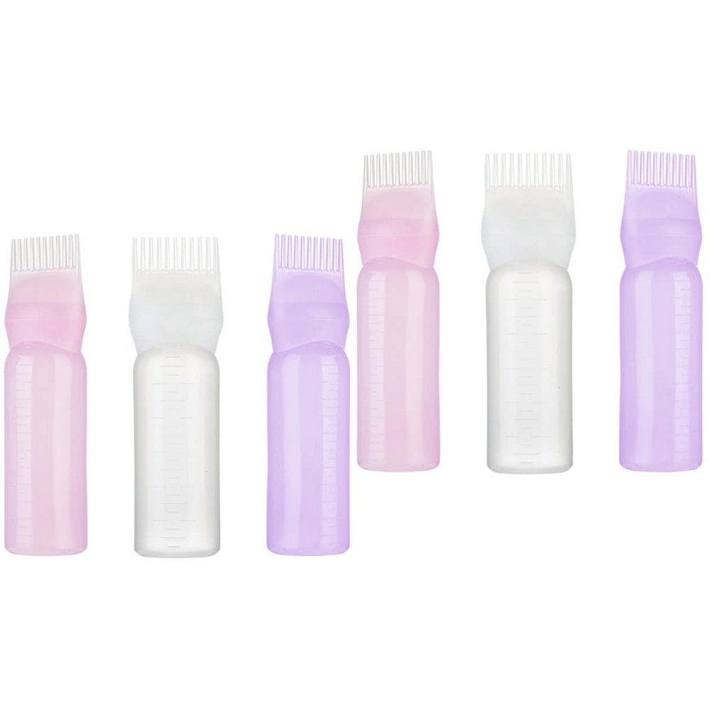 minkissy 6pcs Hair Bottle Applicator Dye Bottle Comb Hairdressing Applicator Salon Supplies