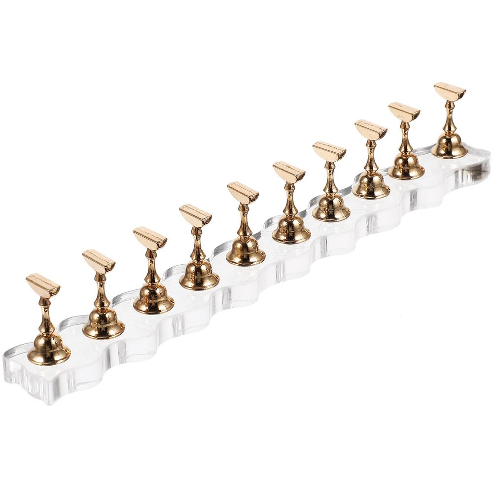 minkissy 10pcs Nail Display Nail Press Tips Holders Nail Art Display Stand Wavy Press on Nail Stand Nail Stand for Press on (8*L+2*S) Golden