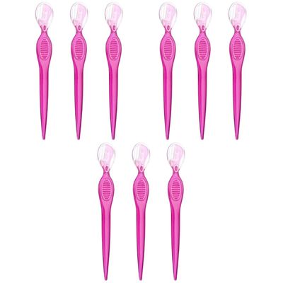 minkissy 9pcs Stainless Steel Eyebrow Portable Eyebrow Trimmers for Women Non- Grip Beauty Tools for Precise Shaping Travel-friendly Makeup Accessories Transparent Red