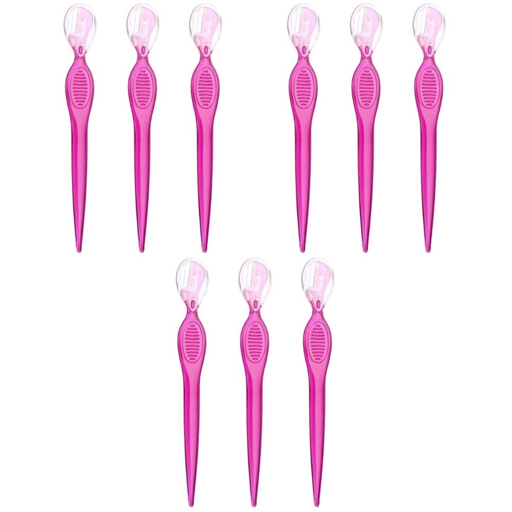 minkissy 9pcs Stainless Steel Eyebrow Portable Eyebrow Trimmers for Women Non- Grip Beauty Tools for Precise Shaping Travel-friendly Makeup Accessories Transparent Red
